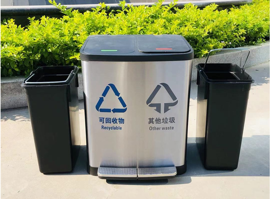帶蓋家用腳踏分類不銹鋼垃圾桶